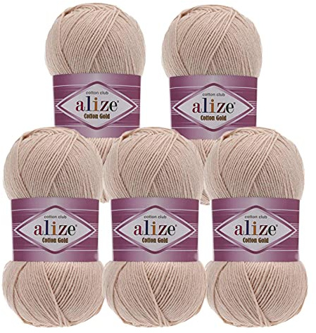 5 x 100g Strickgarn Alize Cotton Gold Uni Klassikgarn Häkelgarn Strick-Wolle Farbwahl
