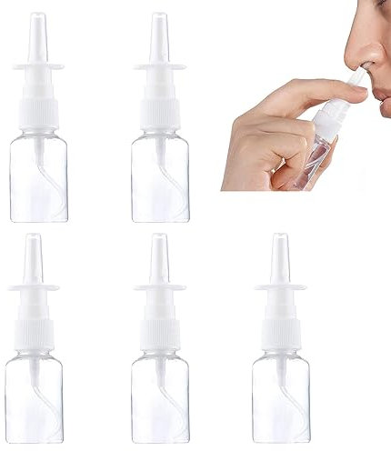 Gunwon 5 Pcs Nasal Spray Bottles - Clear Empty Rhinitis Care Sprayer, Continuous Fine Mist Sprayers for Home & Outdoor