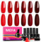 MEFA UV Nagellack, 6 Farben Rot Glitzer Farben 7 ML Soak Off UV LED Gel Nagellack Schellack Set für Gelnägel Nail Art Kit Maniküre Nageldesign Nägel Selber Machen