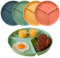 WYTNB 9.6inch Divided Dinner Plates Set, 4Pcs Three Grid Portion Control Plates, Unbreakable Section Plates, Reusable Divided, Plastic Picnic for Kids or Adults