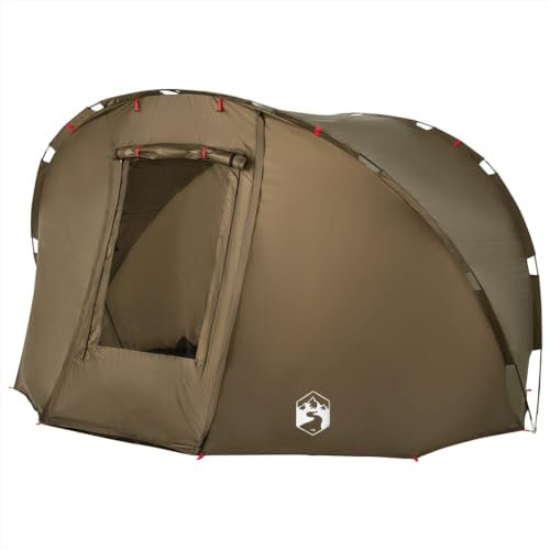 vidaXL Angelzelt 5 Personen, Karpfenzelt mit Steckverbindungssystem, Campingzelt mit Reißverschluss, Anglerzelt Zelt, Olivgrün 190T Polyester