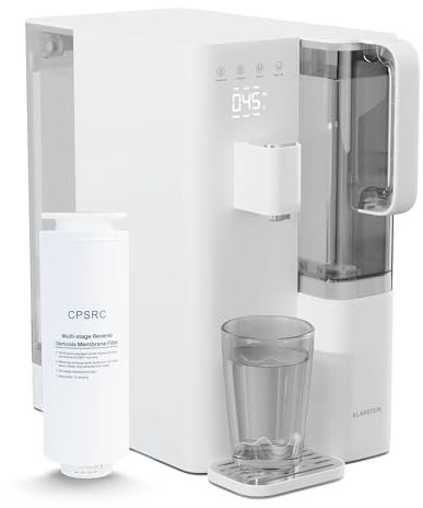 KLARSTEIN VitalPour Reverse Osmosis Water Filter - 5-Stage Filtration, Instant Hot Water Dispenser, 5L Tank & 1.5L Jug, Touch Panel, Child Lock, Easy Install, No Water Connections Required
