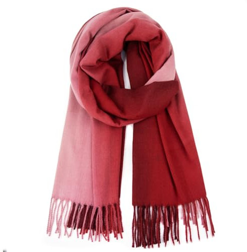 Glamexx24 Schal Damen Winterschal Gefühl Langer Schal mit Fransen Baumwolle Warm Herbst Winter Farbverlauf Deckenschal und Tücher 165x 70 cm
