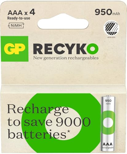GP Batteries 223709 Blister 4 Batterie Ricaricabili AAA Mini Stilo 950 mAh ReCyko