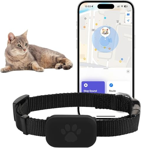 Chat Tracker, Collier GPS Chat Tracker, Aide à Localiser Votre Chat, pour chatonssans Frais mensuels, pour Apple Find (Compatible avec iOS/Android), Collier GPS Chat Tracker (Noir