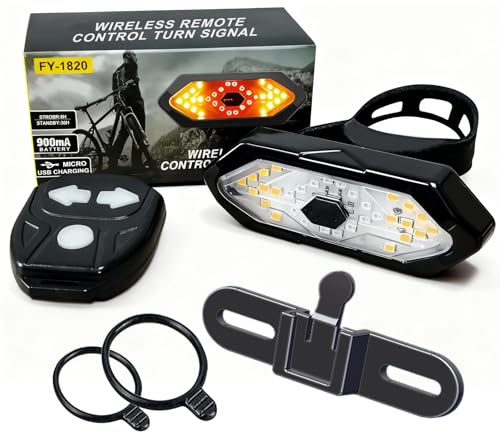 Luz Trasera Bicicleta Potente LED con Intermitentes y Mando a Distancia - 5 Modos LED, IPX4 Impermeable, USB Recargable, Bocina, Montaje Universal para Manillar/Portaequipajes/Casco