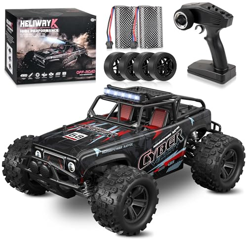 BAZADER Voiture Télécommandée Tout Terrain - 1:18 Scales High Speed 40KM/H Voiture Rc 4WD Off Road RC Truck 2 Batteries 2.4GHz Jouet Rechargeable Voiture Téléguidée pour Adultes Garçons Enfants