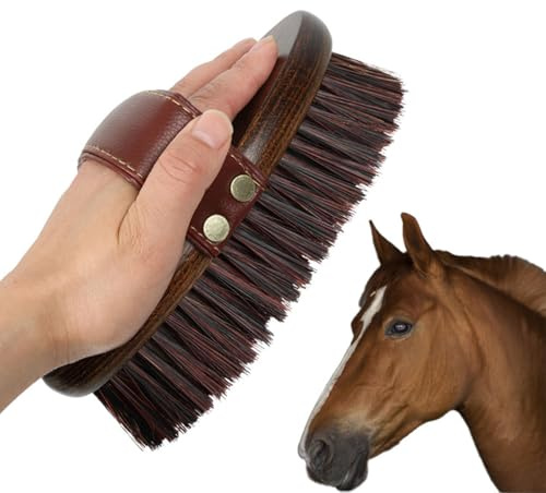 Cepillos para caballos para el aseo, cepillo corporal y herramienta para desmudar, cepillo para crines y cola, herramienta de aseo de cerdas duras para caballos.(brown)