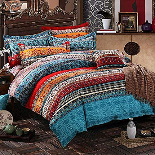 Lanqinglv Bohemian Bettwäsche 220x240 cm 3 Teilig Boho Mandala Bettwäsche Set Renforce mit Reißverschluss Bettbezug und Kissenbezug 80x80cm (WCF,220x240
