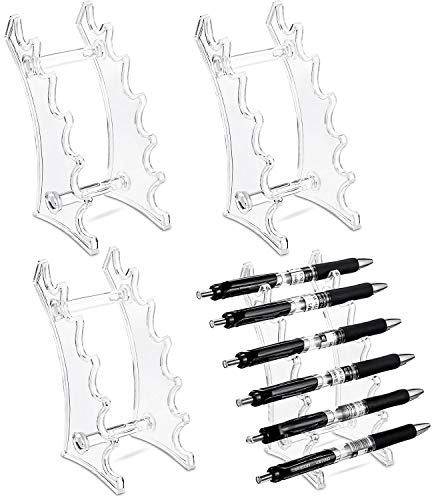 Outus Set of 4 Plastic Pen Holder 6-slots Display Stand Eyebrow Pen Stand Makeup Brush Rack Organizer for Home School and Office Use