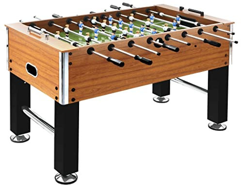 vidaXL Kickertisch Kicker Tischkicker Tischfussballspiel Spieletisch Fußballtisch Tischfussball Tischfußball Stahl 60kg 140x74,5x87,5cm Hellbraun Schwarz