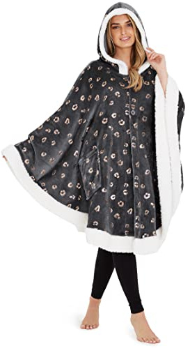 CityComfort Felpa Coperta, Poncho Con Cappuccio In Pile Con Maniche, Idee Regalo Donna (Oro Rosa)