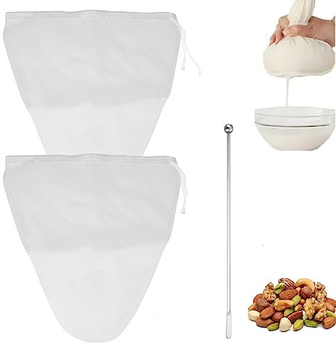 Sacchetto Filtro per Latte di Mandorle,Sacchetto Filtrante Latte Vegetale,Sacchetti Borsa per Latte di Noci,Mesh Bag Food Strainer,30 x 30cm Riutilizzabile Filtro Tessuti per Filtrare i Liquidi,2Pcs