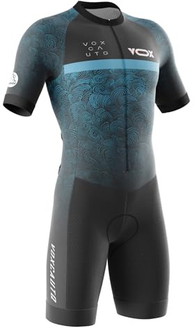 VOXCAUTQ Men's Triathlon Tri Suit Short Sleeve Quick-Drying Cycling Skinsuit,TriSuit for Swimming, for Cycling Training,Pro Trisuit und Triathlon with 3 Rear Pockets (Typ-15,XL)