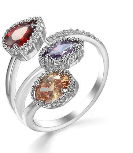 IMINI Anello di Dichiarazione Aperto con Diamante Brillante a Goccia per Donne Ragazze Strass CZ Foglia Scalatore Avvolgere per Dito Anelli di Promesse Bande Gioielli di Moda Regali (Colorato)