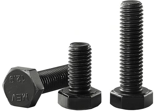YIIFLY M8x 45mm Hex Head Screws Bolts, M8x1.25 bolt,12.9 Grade Alloy Steel, Hexagon Head Bolts, Black Oxide Finish, Full Thread,Quantity 10