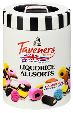 Christmas Sweets - Retro Sweets - Taveners Sweets Tins 200g - Taveners Liquorice Allsorts - Christmas Stocking Fillers - Christmas Eve Box Fillers For Kids - Sweets Gift Box - Taveners (Liquorice)