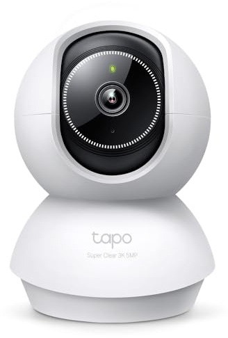 Tapo 3K 5MP Überwachungskamera für Babyphone, Haustierkamera mit Smart Motion Tracking, 360° Schwenken/Neigen, IR-Nachtsicht für Heimsicherheit, funktioniert mit Alexa & Google, RoomCam 3K 360°