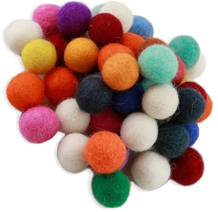 Wvxilyr 50 Pezzi Palline in Feltro di Lana Colorate, 20mm per Artigianato Fai Da Te, Creazioni Creative, Decorazioni e Progetti Scolastici, Assortimento di Colori Vivaci