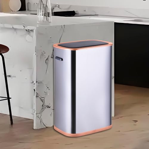 STARNINE 55L Motion Sensor Kitchen Bin Stainless Steel Automatic Sensor Bin Infrared Technology Touch Free Sensor & Finger Touch Operation Kitchen Waste Bin (Silver-Gold Edition)