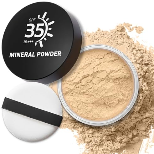 IONSGAKO Mineral Powder Foundation, Loose Setting Powder Mineral Foundation Makeup, Lightweight Buildable Coverage for Face Natural Base Makeup 0.35 oz(01 Fair Light)