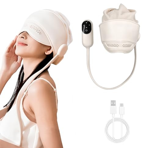 Massaggiatore elettrico per la testa, massaggiatore per la testa con massaggio ad aria compressa e calore per gli occhi, allevia l'affaticamento della testa e migliora il sonno