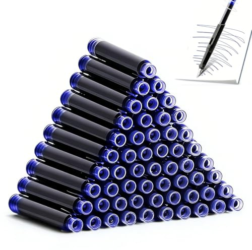 MKEAWWU Tinta Pluma, Cartuchos De Recarga, Color Azul, Diámetro 3.4 Mm, 50 Unidades Para Estilográficas