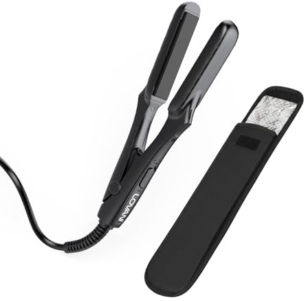 LOVANI Mini Flat Iron 0.5 inch, Dual Voltage Travel Hair Straightener for Short to Medium Hair & Bangs, Small Size Ceramic Tourmaline 3D Floating Plates, Heat‑Resistant Pouch Included