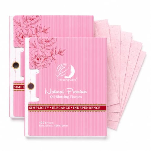 Facial Oil Blotting Paper Sheets - Pack of 2 Handy Rosy Oil Absorbing Tissues, Easy Take Out Design - Skin Care for Face or Make Up Must Have