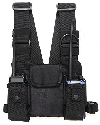 GAESHOW Walkie-Talkie Borsa a Tracolla, Hip Hop Regolabile Chest Pack, Universale Mani Libere Portatile Radios Rig Bag Adatto per Attività Aperto, Polizia, Lavori Costruzione, Luoghi Pericolosi