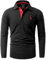 GLESTORE Poloshirts für Herren Langarm Männer Poloshirt Mit Kragen Polo Hemd Langarmshirt Schwarz 3XL