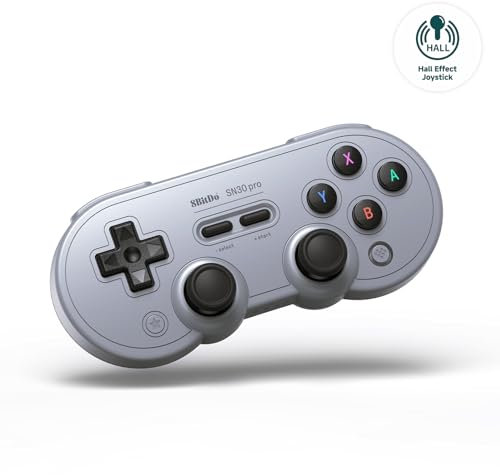 8BitDo SN30 Pro Bluetooth Controller, Hall Effect Joystick Update, Compatible with Switch, Switch 2, PC, macOS, Android, Steam Deck & Raspberry Pi (Gray)