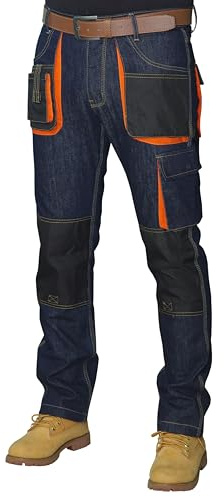 HASHOOB TRADING FZE Hommes Jeans de Travail pour Hommes Pantalons Multiples Poches Pantalons de Travail de Combat de sécurité des constructeurs