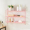 [en.casa] Modulares Wandregal Strängnäs Metallregal Rosa Hängeregal mit 3 Regalböden Badregal Küchenwandregal Wandablage Wohnzimmer