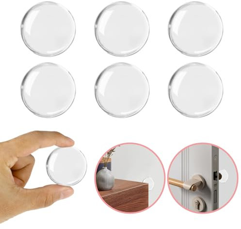 6 Pièces Tampon en Caoutchouc Autocollant, arret de porte, protection poignée porte, Butée de Porte Murale Autocollante, Facile à Installer, Robuste et Durable.