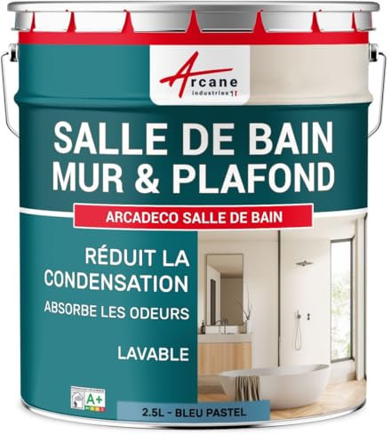 Peinture salle de bain, mur et plafond, condensation - 2.5 L Bleu Pastel - RAL 5024 - ARCANE INDUSTRIES