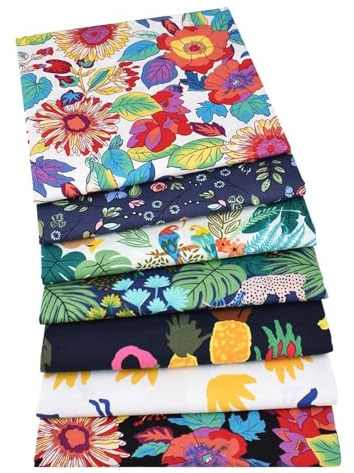 Coupons de tissu carrés en coton motif forêt tropicale pour couture, patchwork, loisirs créatifs, patchwork