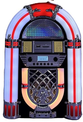 Bluetooth Jukebox USB CD Player LED SD MP3 Tabletop Desk Top Retro Music System