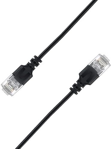 Elfcam® - 7m/22.96ft Ultra Slim Cat 6A Ethernet Cable 10Gbps 32AWG UTP OD2.8mm 500MHz, 10Gb Thin RJ45 Cat 6A Patch Cord for LAN, Router, Modem, Xbox, Laptop and Servers, Black, 7 Meters