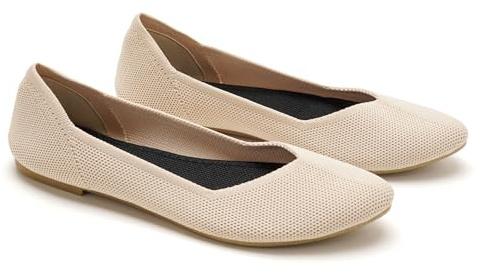 GLAMORA Bailarinas Mujer Punta Fina Manoletinas Punto Zapatos Planos Slip On Calzado Transpirable Ligero Ballet Flats Cómodos Tejido Flexible Primavera Verano beige-39