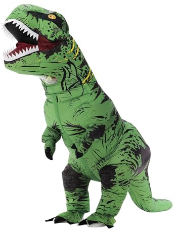 Poptrend Inflatable Dinosaur Costume for Adult Kids, T-Rex Dinosaur Costumes Funny Halloween Dinosaur Costume Party Cosplay Fancy Dress Men Women Party (Green Teenagers)