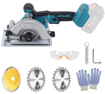 Sierra Circular Bateria para Makita 18V, Mini Sierra Circular Sin Escobillas, Sierra Circular de Mano con 3 Hojas (125 mm) 6200 rpm, 0 a 45° para Madera, Plásticos (Batería no Incluida)