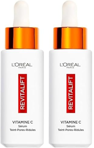 L’Oréal Paris – Sérum 12% Vitamine C Pure + Acide Salicylique + Vitamine E – Antioxydant & Anti-Âge – Teint irrégulier, Pores et Ridules – Flacon Anti-UV – Revitalift Clinical – 30 ml (Lot de 2)