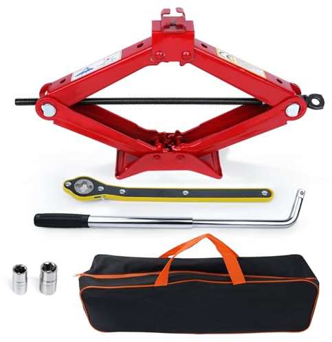 HYCHIKA Gato Coche 3 T, Kit de Gato Portátil de Gato Elevador Coche Kit Universal de Reparación de Neumáticos con Llave de Tuercas Adecuado para SUV, Monovolúmenes y Automóviles