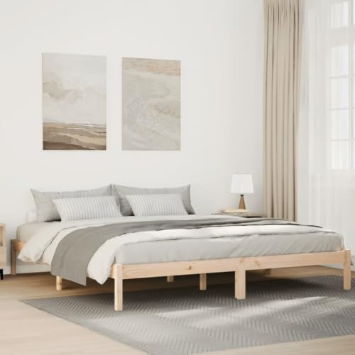 Frdhee Cama individual para personas mayores, de madera maciza, extra larga, sin colchón, 200 x 210 cm, madera de pino, estructura individual para habitaciones pequeñas, habitaciones de invitados