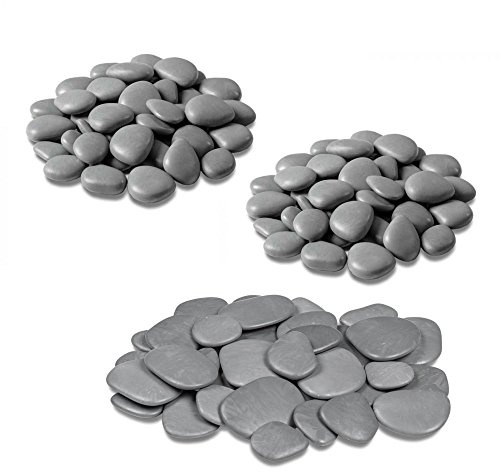 Teraplast - Pierres décoratives pour vases, jardins et aquariums en plastique recyclé - 3 paquets, couleur gris