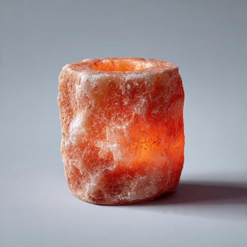 100% Himalayan Natural Therapeutic Rock Salt Candle Holder - Pink Salt Crystal Tealight Holder | Ideal Home Décor Gift - 1pc in a Cardboard Box - From Punjab, Pakistan