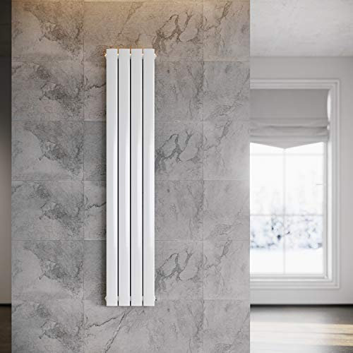 ELEGANT Radiateur Plat Vertical Blanc 1600 x 308 mm Design Panneau Chauffage Monocouche Radiateur Plat Raccordement Central