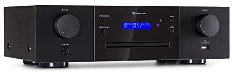 Auna CD-1000 DG, Lecteur CD HiFi, USB, MP3, télécommande, Lecteur CD avec écran LED, récepteur CD Aluminium, Noir