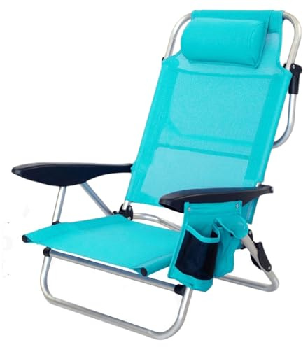 Pincho Silla Playa Plegable, Aluminio con Refuerzo de Acero y Textileno, 4 Posiciones, Respaldo Ergonómico, Asa de Transporte, Ultra Ligera y Resistente, Ideal para Jardin, Camping, Exterior